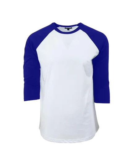Casual 3/4 Sleeve Baseball T-Shirt blue cotton t-shirt